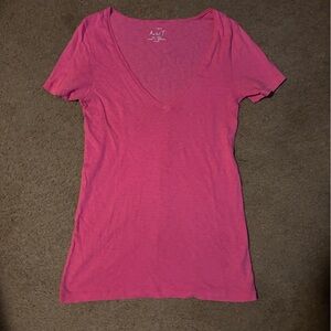 J. Crew Bright Pink V-Neck Short Sleeve Tee​
